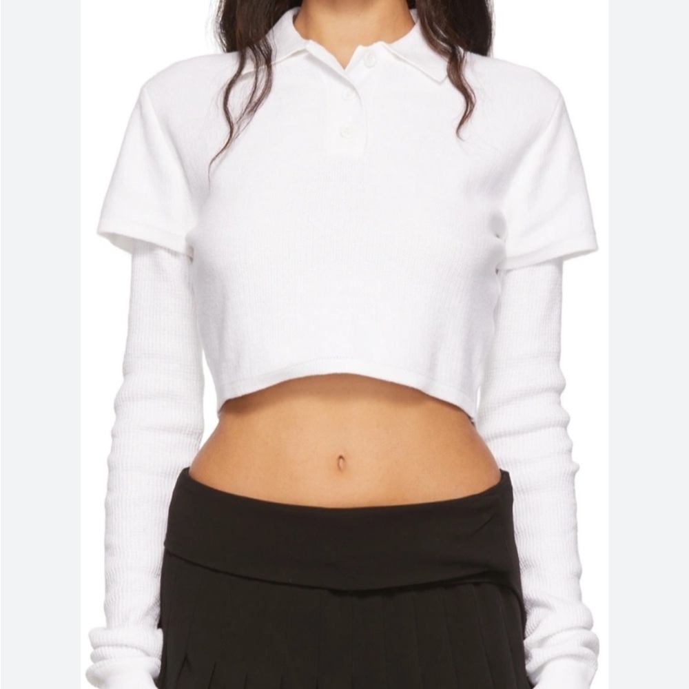 DANIELLE GUIZIO
LAYERED THERMAL LONG SLEEVE POLO TOP